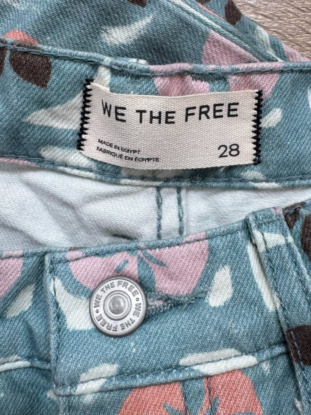 NWT Free People We The Free Good Luck Printed Barrel Jeans 28 - Picture 9 of 14